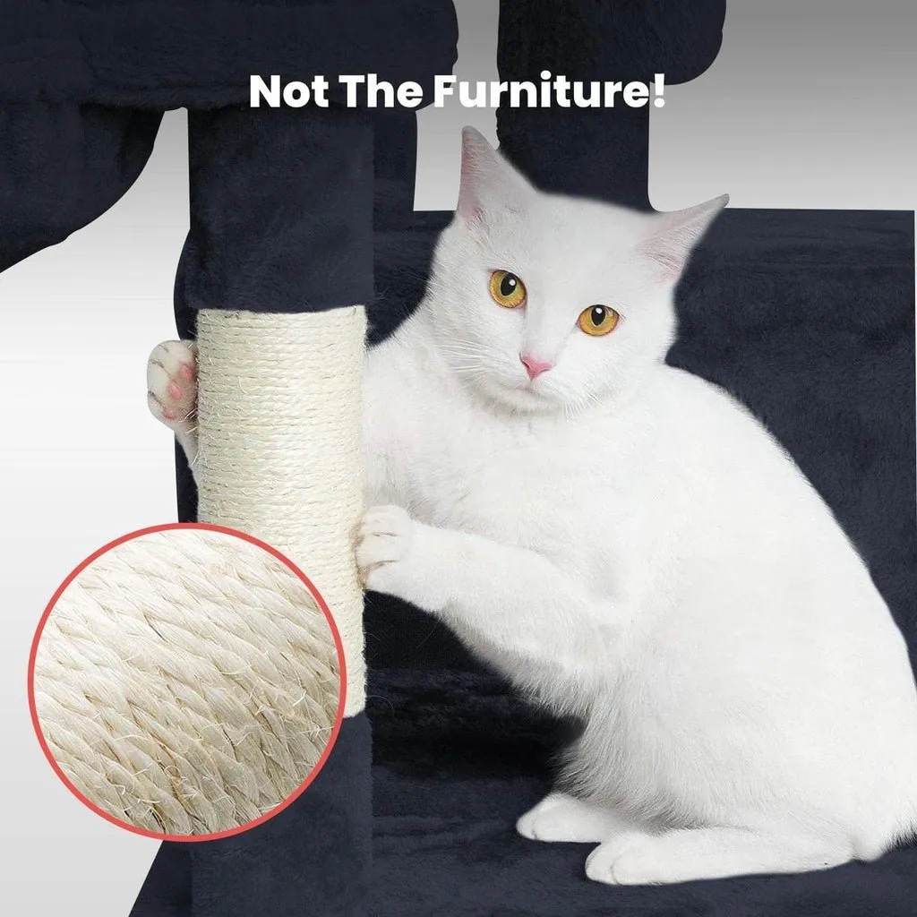 104cm Dark Grey Plush Cat Tree Condo