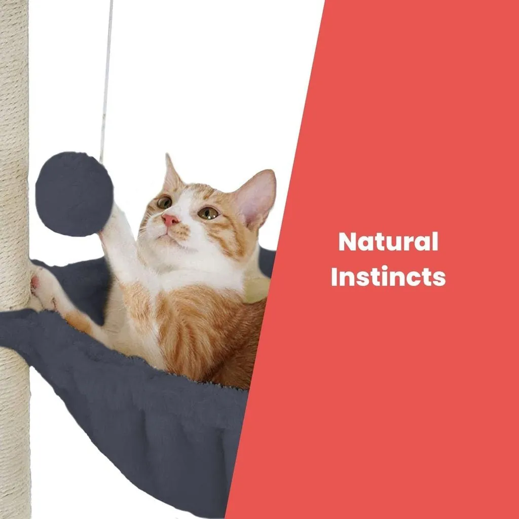 104cm Dark Grey Plush Cat Tree Condo