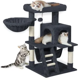 104cm Dark Grey Plush Cat Tree Condo
