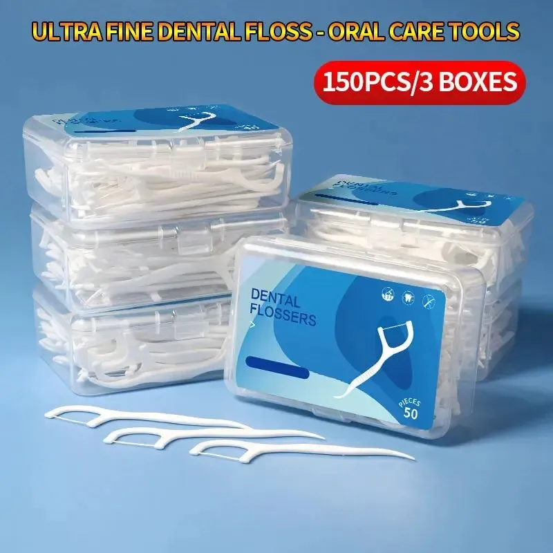 150 Disposable Dental Floss Picks for Oral Care