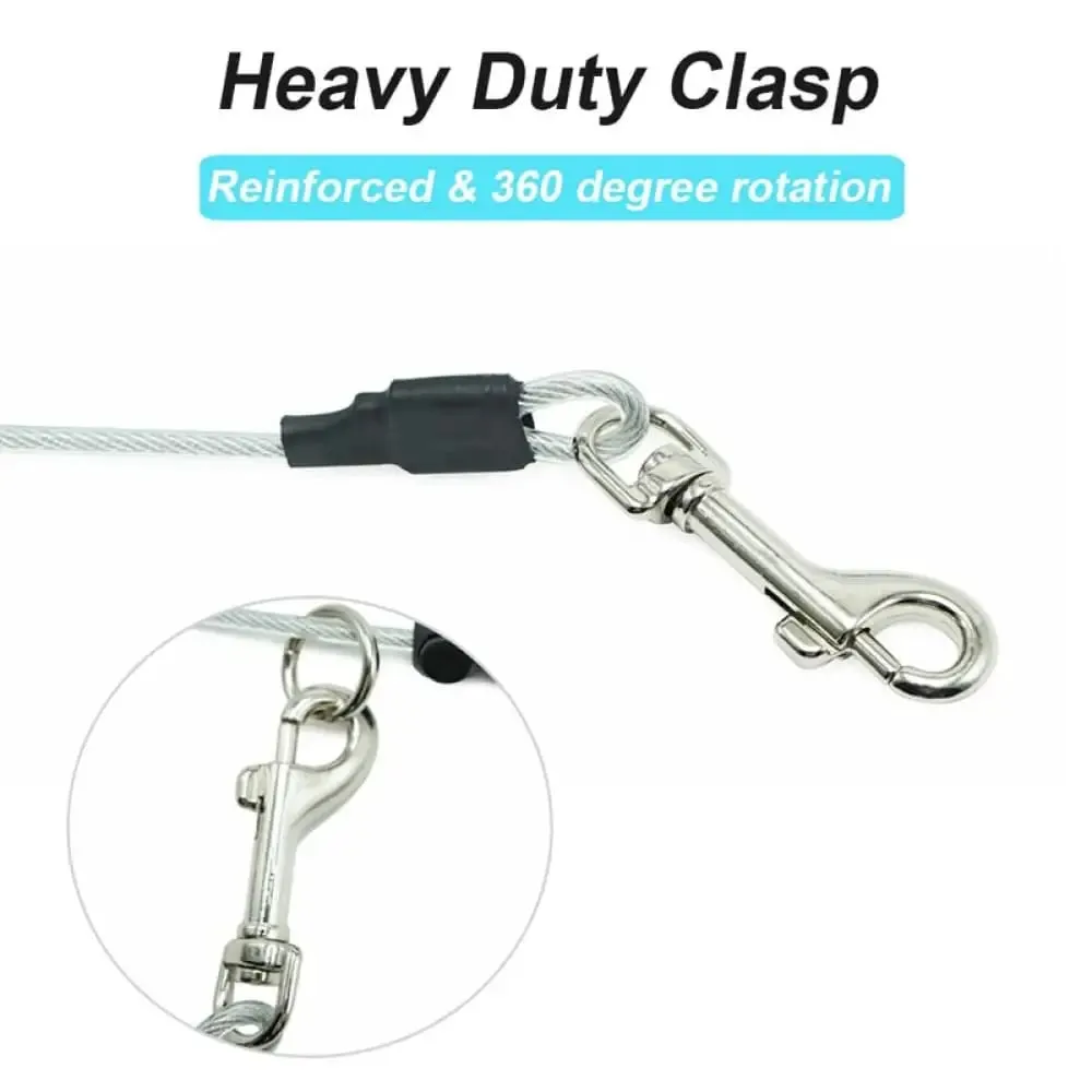 Chew Proof Reflective Soft Nylon Handle Steel Wire Pet Leash for Small, Medium Dogs