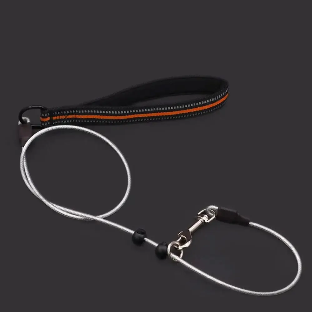 Chew Proof Reflective Soft Nylon Handle Steel Wire Pet Leash for Small, Medium Dogs