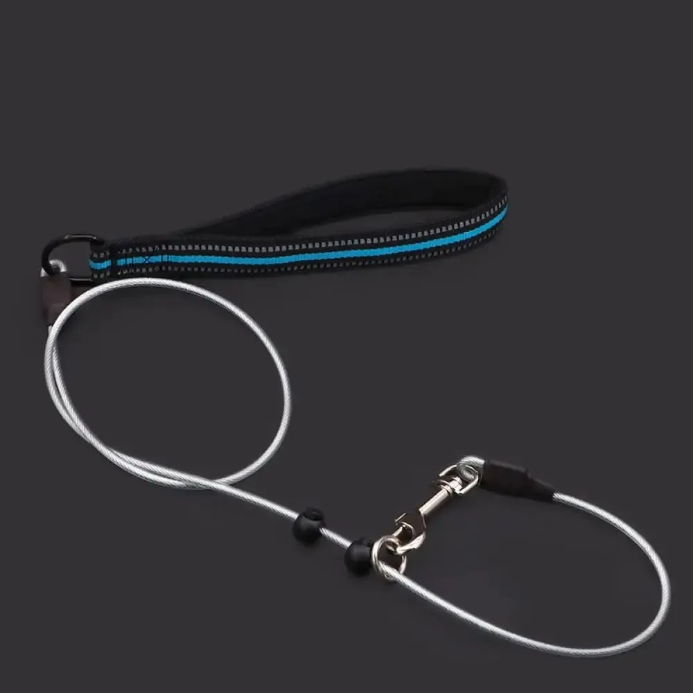 Chew Proof Reflective Soft Nylon Handle Steel Wire Pet Leash for Small, Medium Dogs