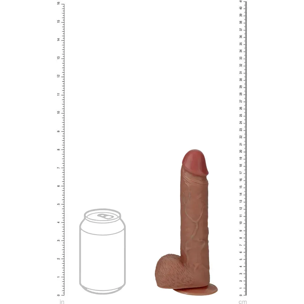 REALROCK 20cm Vibrating   Rotating Cock   Balls - Tan